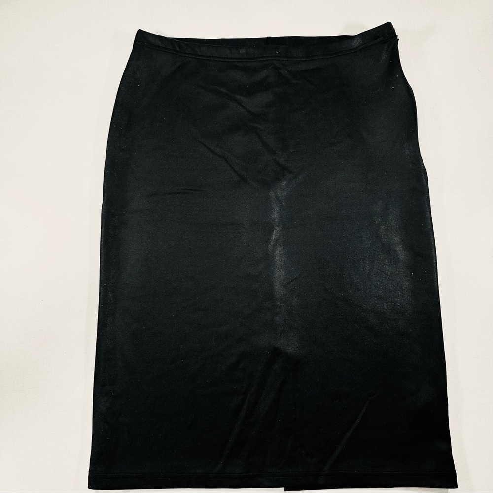 Classic Black Women's Skirt shiny black stretch fabric size 12